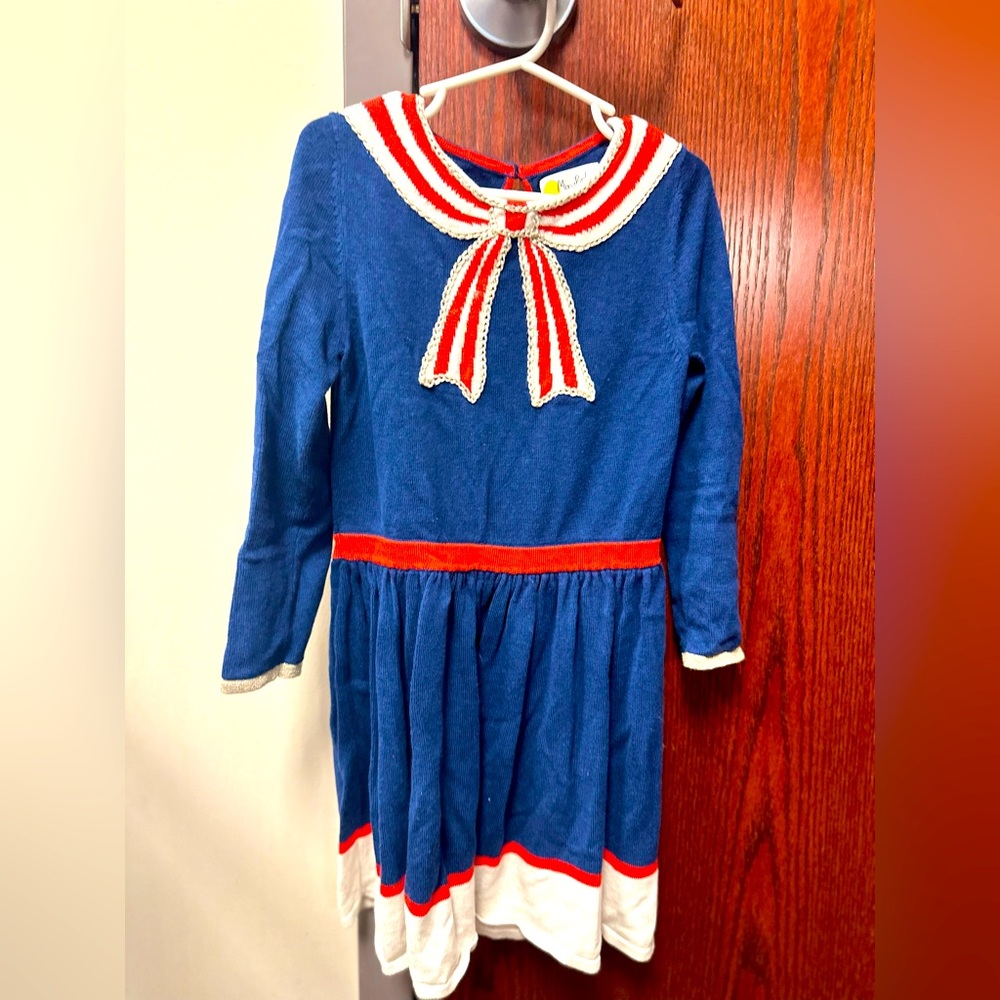 Mini Boden Blue & Red Knit dress Size6-7